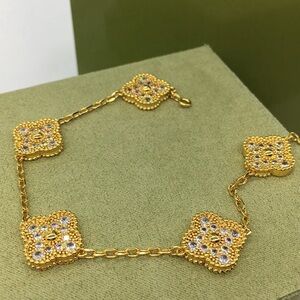 925 silver 18K Gold Clover Bracelet